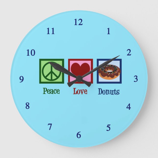 Peace Love Doughnuts Large Clock (Front)