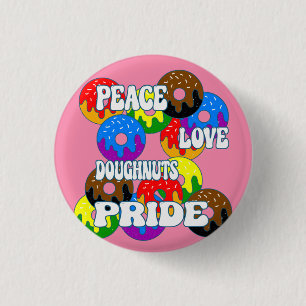 Peace Love Doughnuts Pride Keychain 3 Cm Round Badge