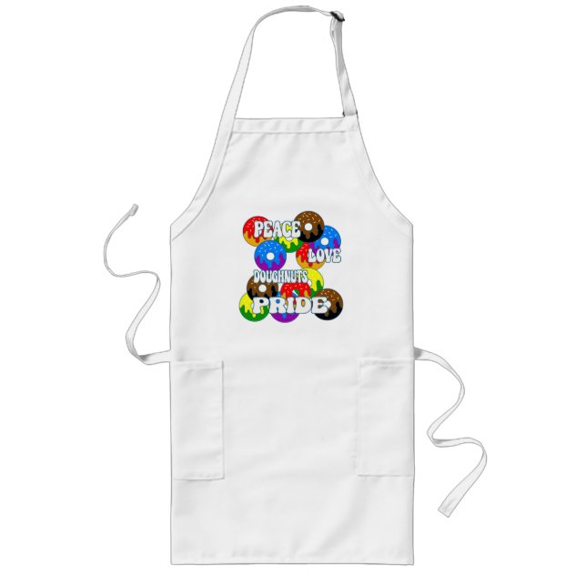 Peace Love Doughnuts Pride Long Apron (Front)