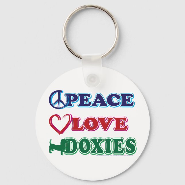 Peace-Love-Doxies- Dachsund Key Ring (Front)