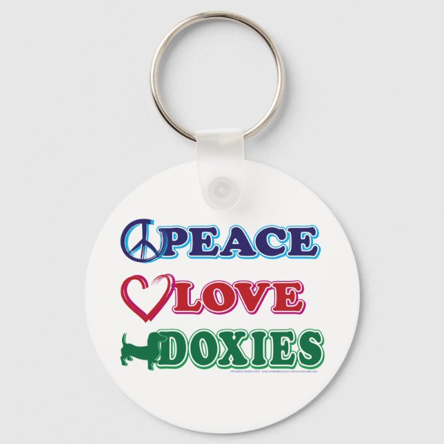 Peace-Love-Doxies- Dachsund Key Ring (Front)