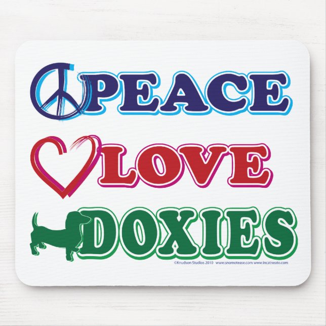 Peace-Love-Doxies- Dachsund Mouse Pad (Front)