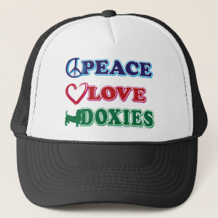 Peace-Love-Doxies- Dachsund Trucker Hat