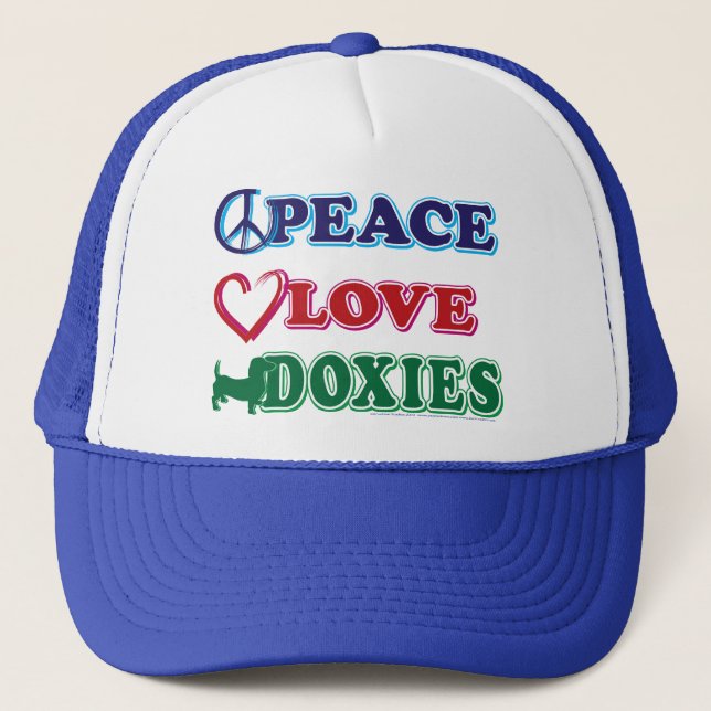 Peace Love Doxies Trucker Hat (Front)