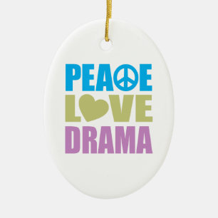 Peace Love Drama Ceramic Tree Decoration