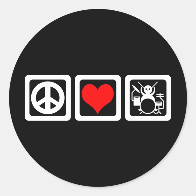 Peace love drums classic round sticker (Front)