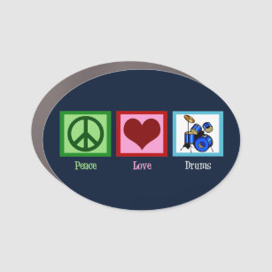 Peace Love Drums Cool Drummer Car Magnet