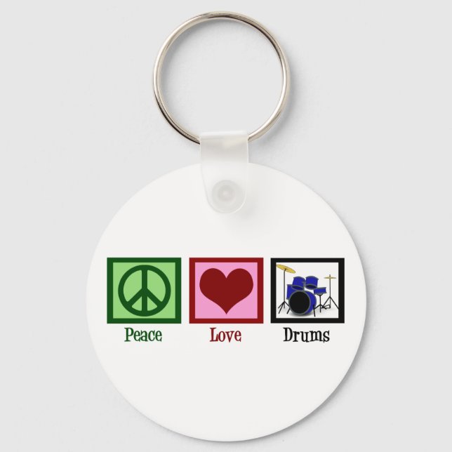 Peace Love Drums Key Ring (Front)