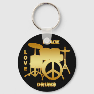 PEACE LOVE DRUMS KEY RING