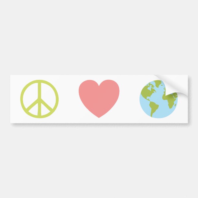 Peace Love Earth Bumper Sticker (Front)