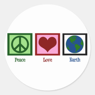 Peace Love Earth Classic Round Sticker