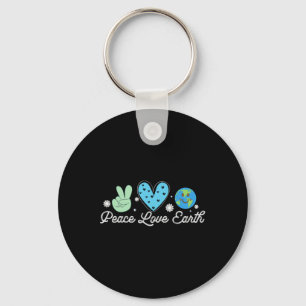 Peace Love Earth Day Groovy Hippie Retro Vintage N Key Ring