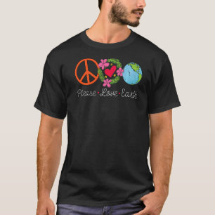 Peace Love Earth Day Retro Nature Environmentalis T-Shirt