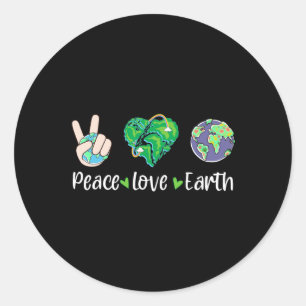 Peace Love Earth Earth Day Men Women Kids Boys Gir Classic Round Sticker