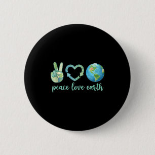 Peace love earth eco friendly nature earth day 6 cm round badge