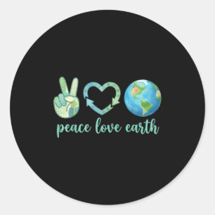 Peace love earth eco friendly nature earth day classic round sticker