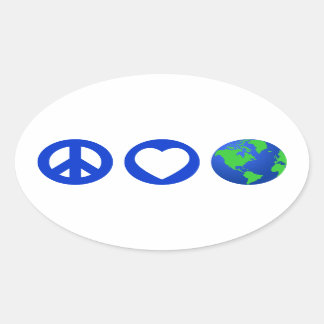 Peace Love Earth Oval Sticker