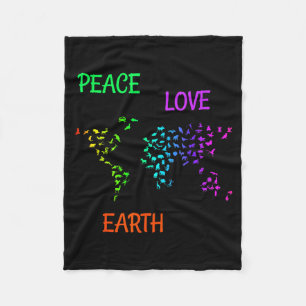 Peace Love Earth Planet Green Nature Protect Earth Fleece Blanket