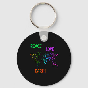 Peace Love Earth Planet Green Nature Protect Earth Key Ring