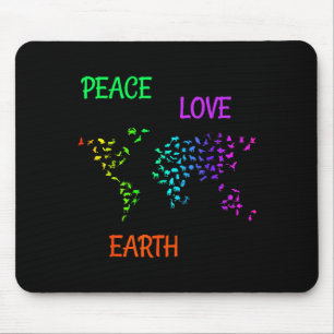 Peace Love Earth Planet Green Nature Protect Earth Mouse Pad