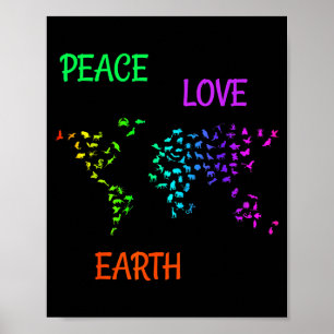 Peace Love Earth Planet Green Nature Protect Earth Poster