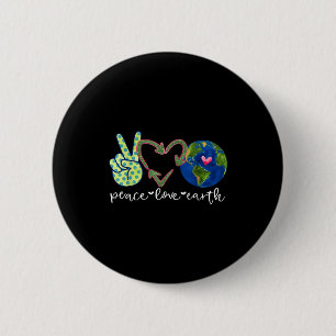 Peace love earth recycle symbol earth day 6 cm round badge