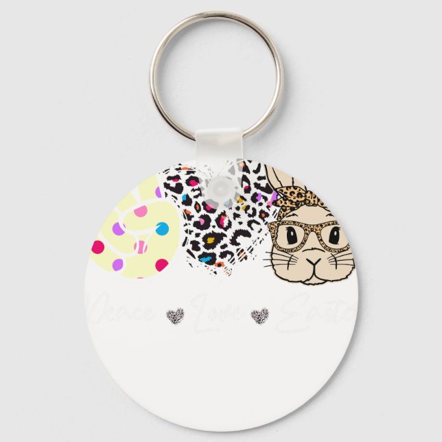 peace love easter, retro, vintage key ring (Front)