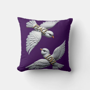 Peace & Love Elegant Dove Art Cushion