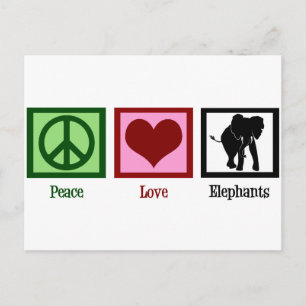 Peace Love Elephants Postcard