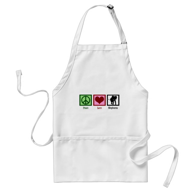 Peace Love Elephants Standard Apron (Front)