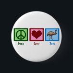 Peace Love Emu 6 Cm Round Badge<br><div class="desc">I love Emu. They are pretty weird birds. A peace sign,  heart,  and an emu bird.</div>