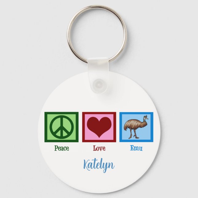 Peace Love Emu Key Ring (Front)