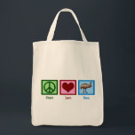 Peace Love Emu Tote Bag<br><div class="desc">I love Emu. They are pretty weird birds. A peace sign,  heart,  and an emu bird.</div>