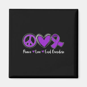 Peace Love End Overdose Purple Ribbon Overdose Awa Magnet