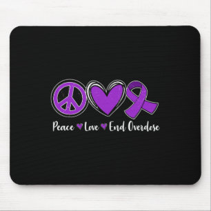 Peace Love End Overdose Purple Ribbon Overdose Awa Mouse Pad