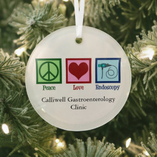Peace Love Endoscopy Custom Clinic Christmas Glass Tree Decoration