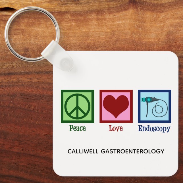 Peace Love Endoscopy Custom Clinic Key Ring (Front)