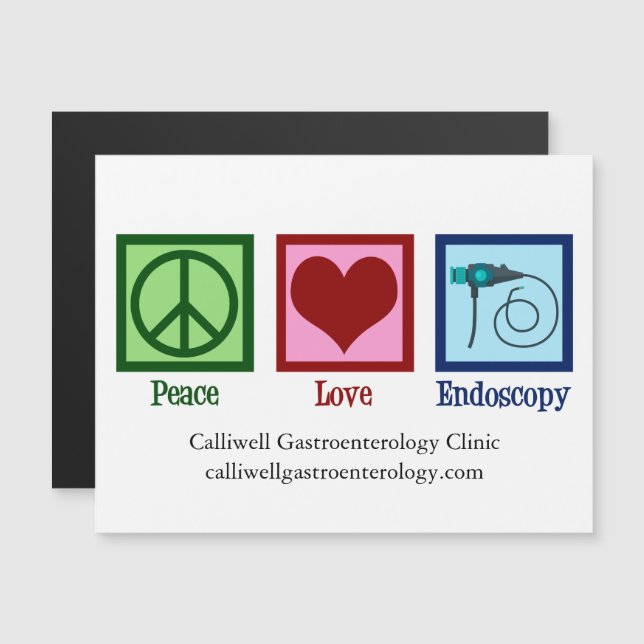 Peace Love Endoscopy Custom Clinic Magnet Card (Front/Back)
