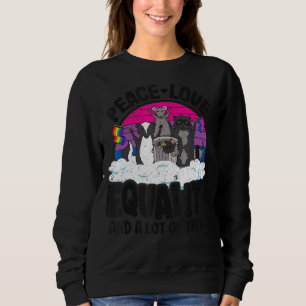 Peace Love & Equality And A Lot Of Trash Bi Pride Sweatshirt