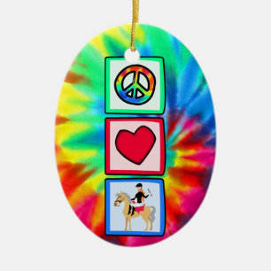 Peace, Love, Equestrian Ceramic Tree Decoration