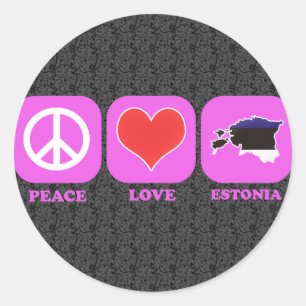 Peace Love Estonia Classic Round Sticker