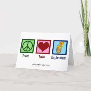 Peace Love Euphonium Cute Customisable Holiday Card