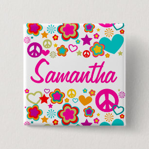 Peace Love & Everything Girly 15 Cm Square Badge