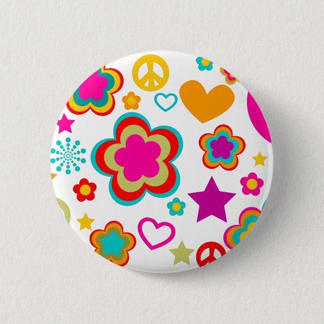 Peace Love & Everything Girly 6 Cm Round Badge (Front)