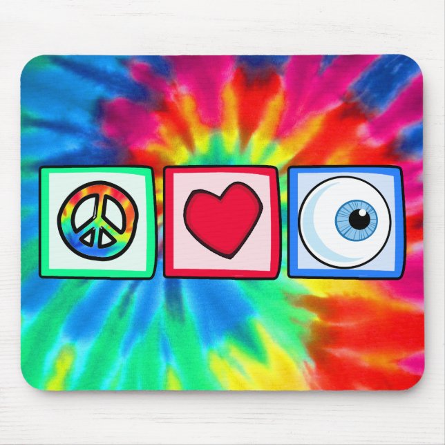 Peace, Love, Eyeball Mouse Pad (Front)