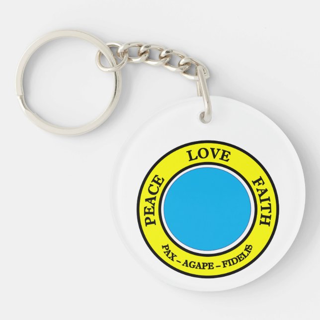 Peace, Love, Faith keychain (Front)