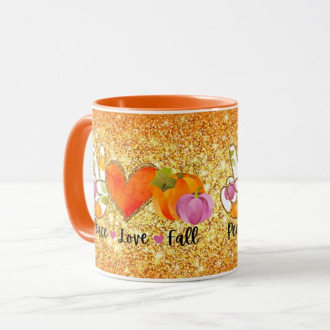 Peace Love Fall Autumn Customise Colour Mug (Front Left)