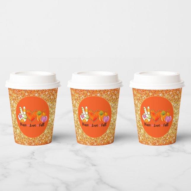 Peace Love Fall Autumn Customise Colour Paper Cups (Multi)
