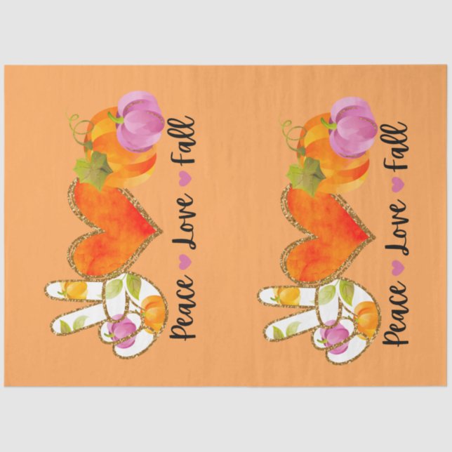 Peace Love Fall Autumn Customise Colour Tissue Paper (Front)