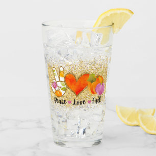 Peace Love Fall Autumn Customise Glass